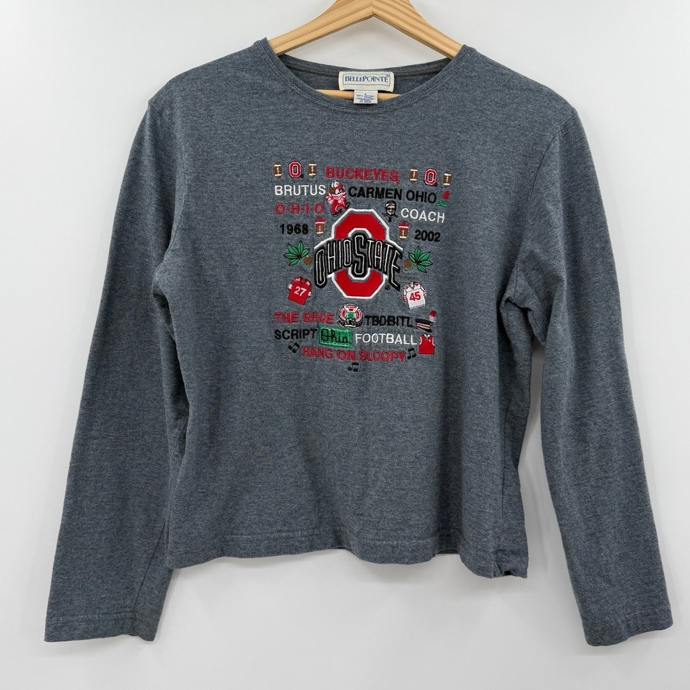 Women's vintage belle pointe Ohio state buckeyes embroidered long‎ sleeve large